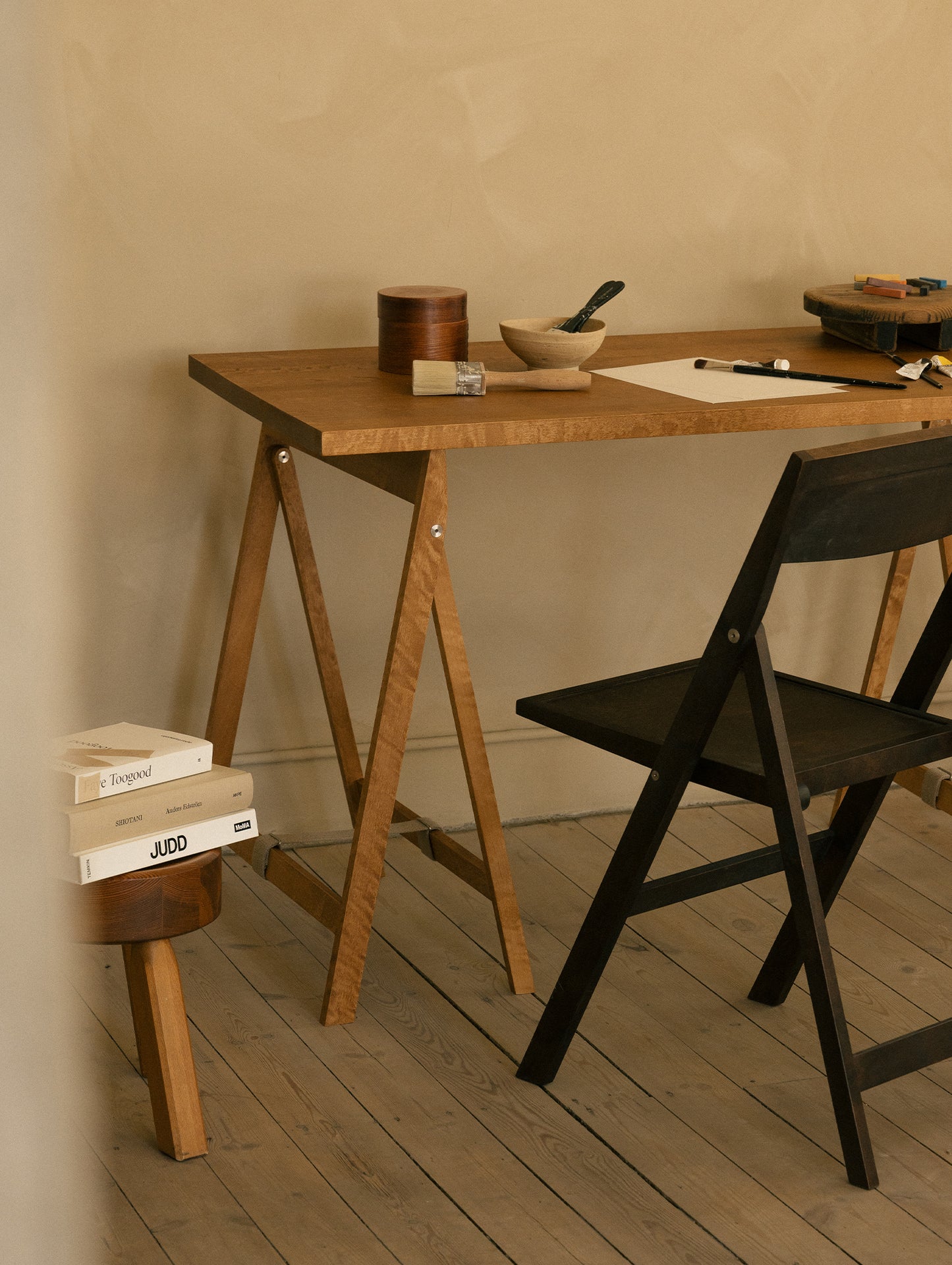 Folding Flat Trestle Table by Frama