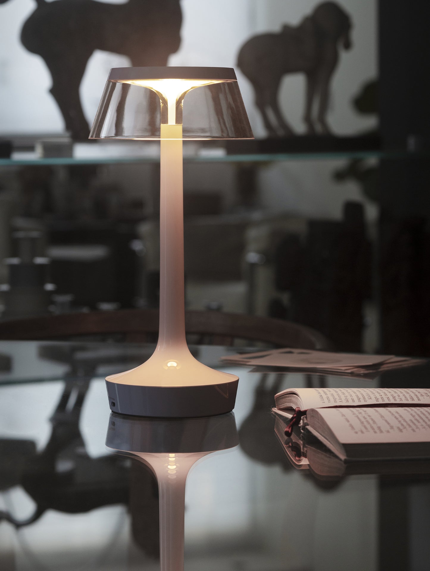 Bon Jour Unplugged Portable Lamp by Flos - French Rose / Transparent Crown