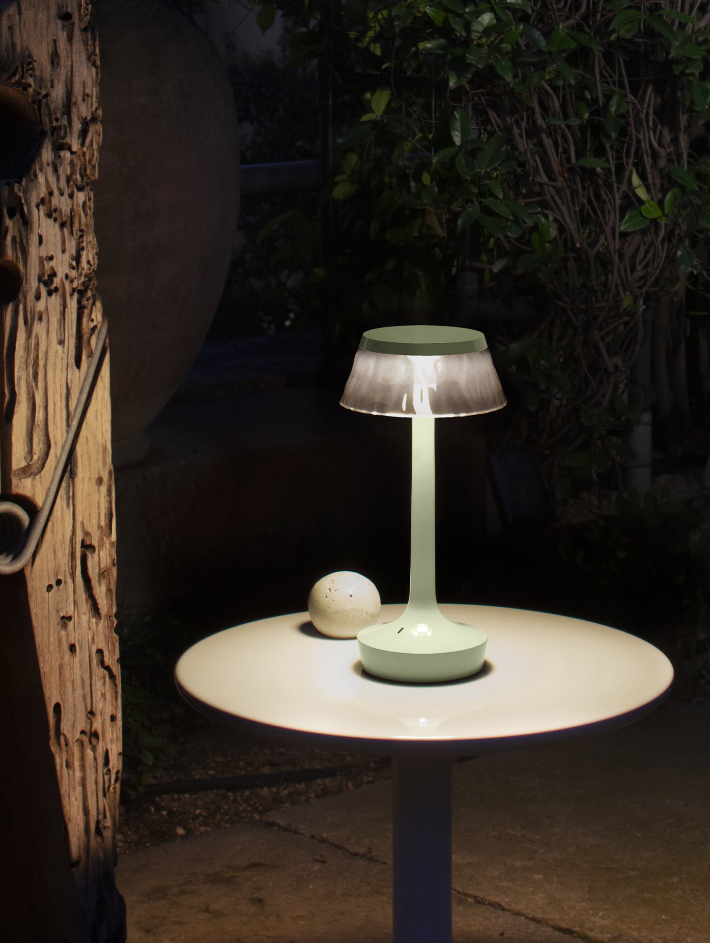 Bon Jour Unplugged Portable Lamp by Flos - Fresh Mint / Fumée Crown