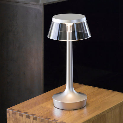 Bon Jour Unplugged Portable Lamp by Flos - Chrome / Transparent Crown