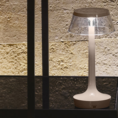 Bon Jour Unplugged Portable Lamp by Flos - French Rose / Transparent Crown