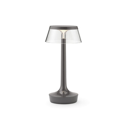 Bon Jour Unplugged Portable Lamp by Flos - Stormy Grey / Transparent Crown