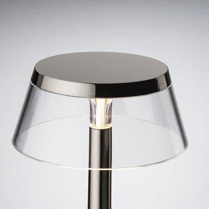Bon Jour Unplugged Portable Lamp by Flos - Black Chrome / Transparent Crown