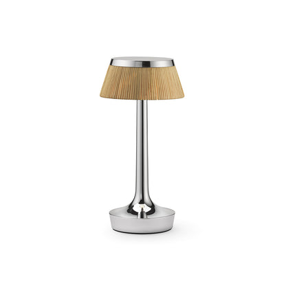 Bon Jour Unplugged Portable Lamp by Flos - Chrome / Rattan Crown