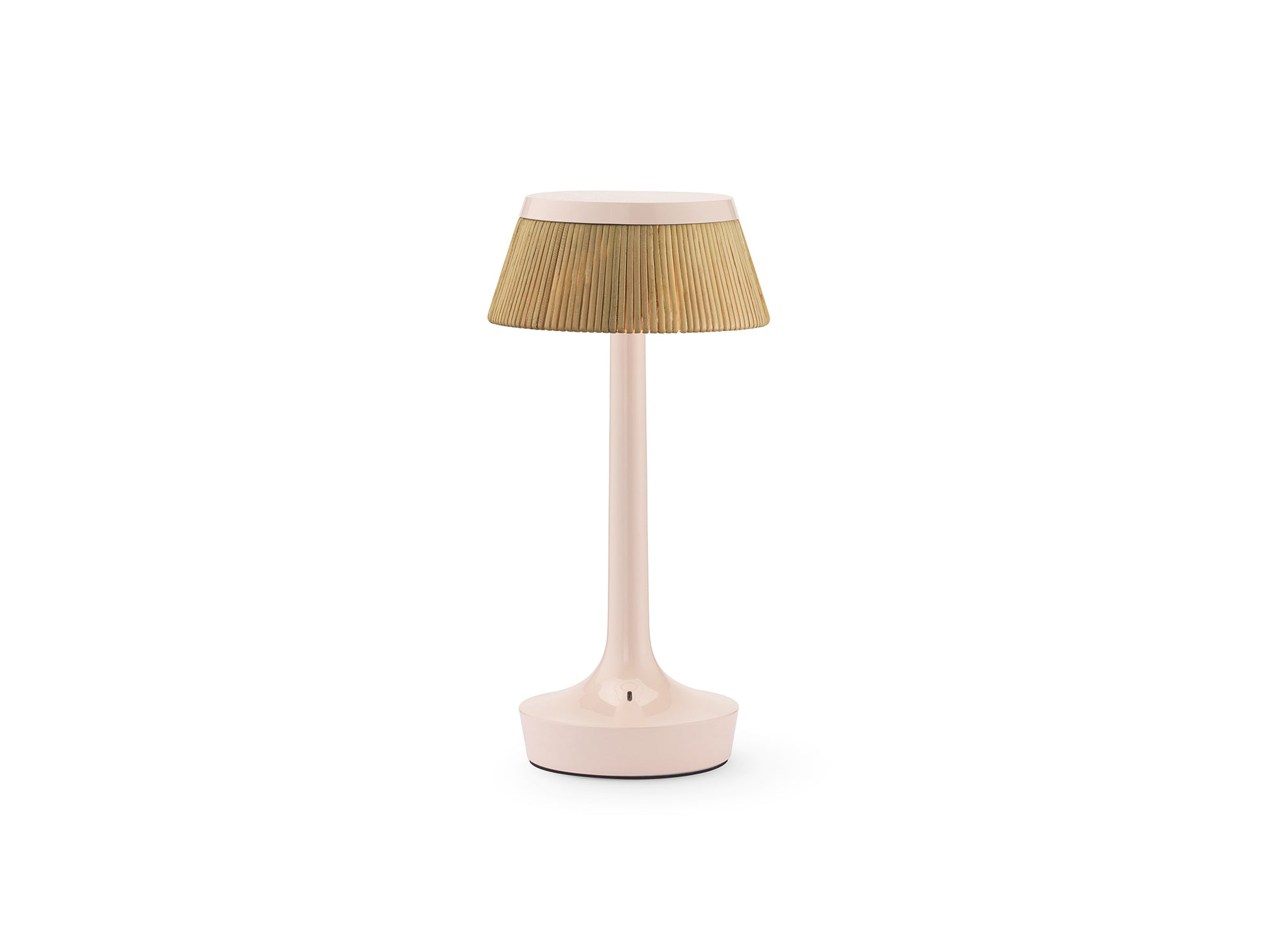 Bon Jour Unplugged Portable Lamp by Flos - Pale Rose / Rattan Crown