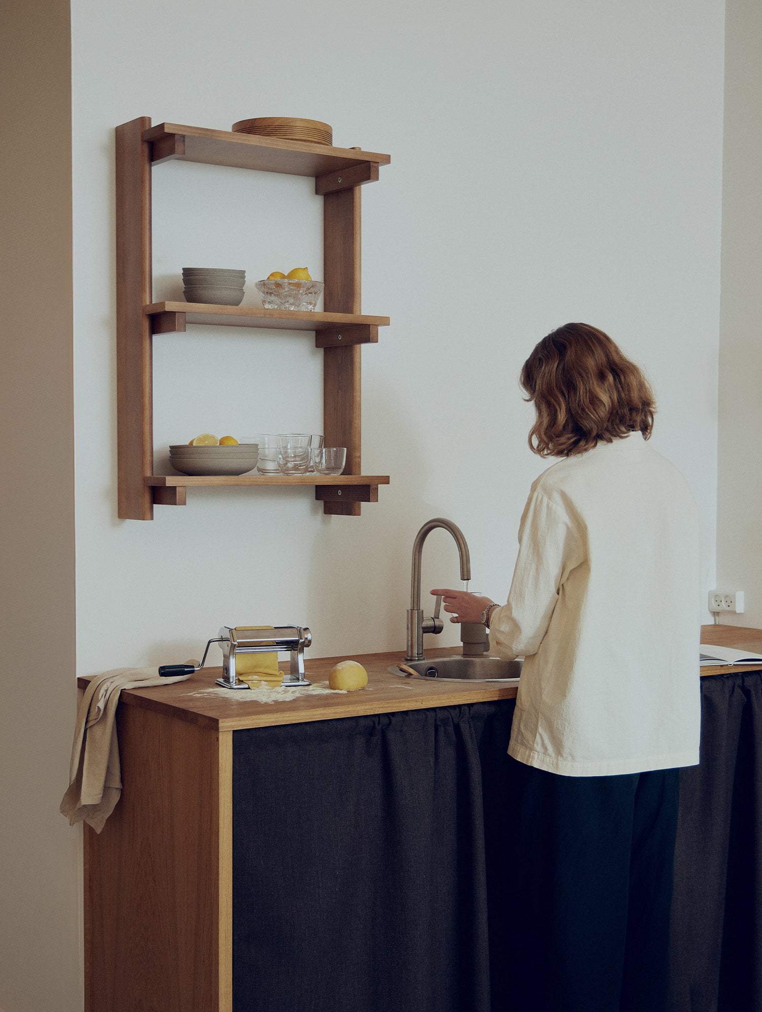 Beam Wall Shelf 3 by Form & Refine - Deep Brown Matt Lacquered Pine