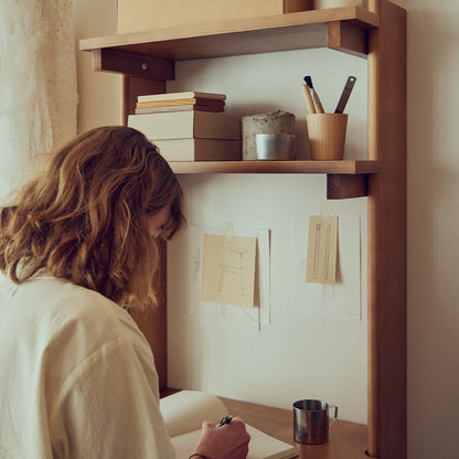 Beam Wall Office Shelf 3 by Form & Refine - Deep Brown Matt Lacquered Pine