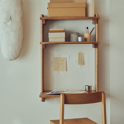 Beam Wall Office Shelf 3 by Form & Refine - Deep Brown Matt Lacquered Pine