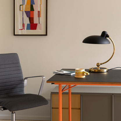 Kaiser Idell Luxus Table Lamp by Fritz Hansen - Matt Black Shade with Brass Base