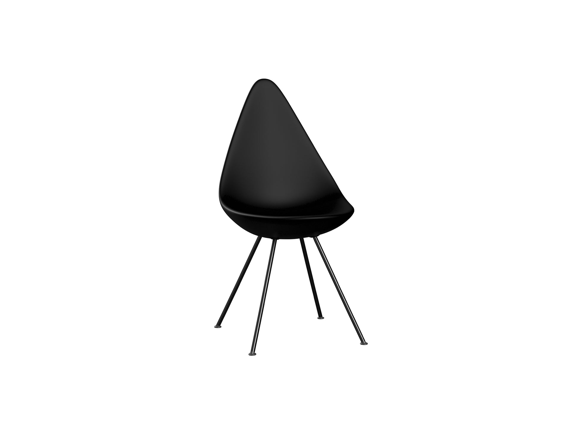 Drop Dining Chair Plastic (3110) by Fritz Hansen - Black / Black Base