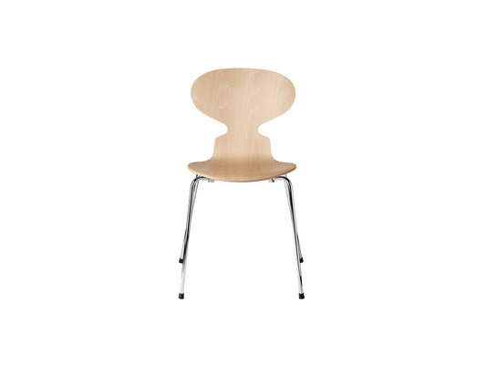 Ant Chair 4 Legs by Fritz Hansen - Natural Veneer Shell / Chromed Steel Base /  Beech