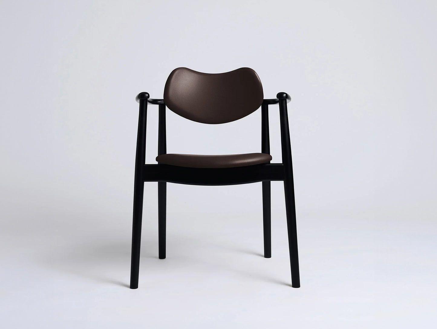 Regatta Chair Seat and Back Upholstered by Ro Collection - Black Lacquered Beech / Exclusive Rio Chocolate Brown Leather