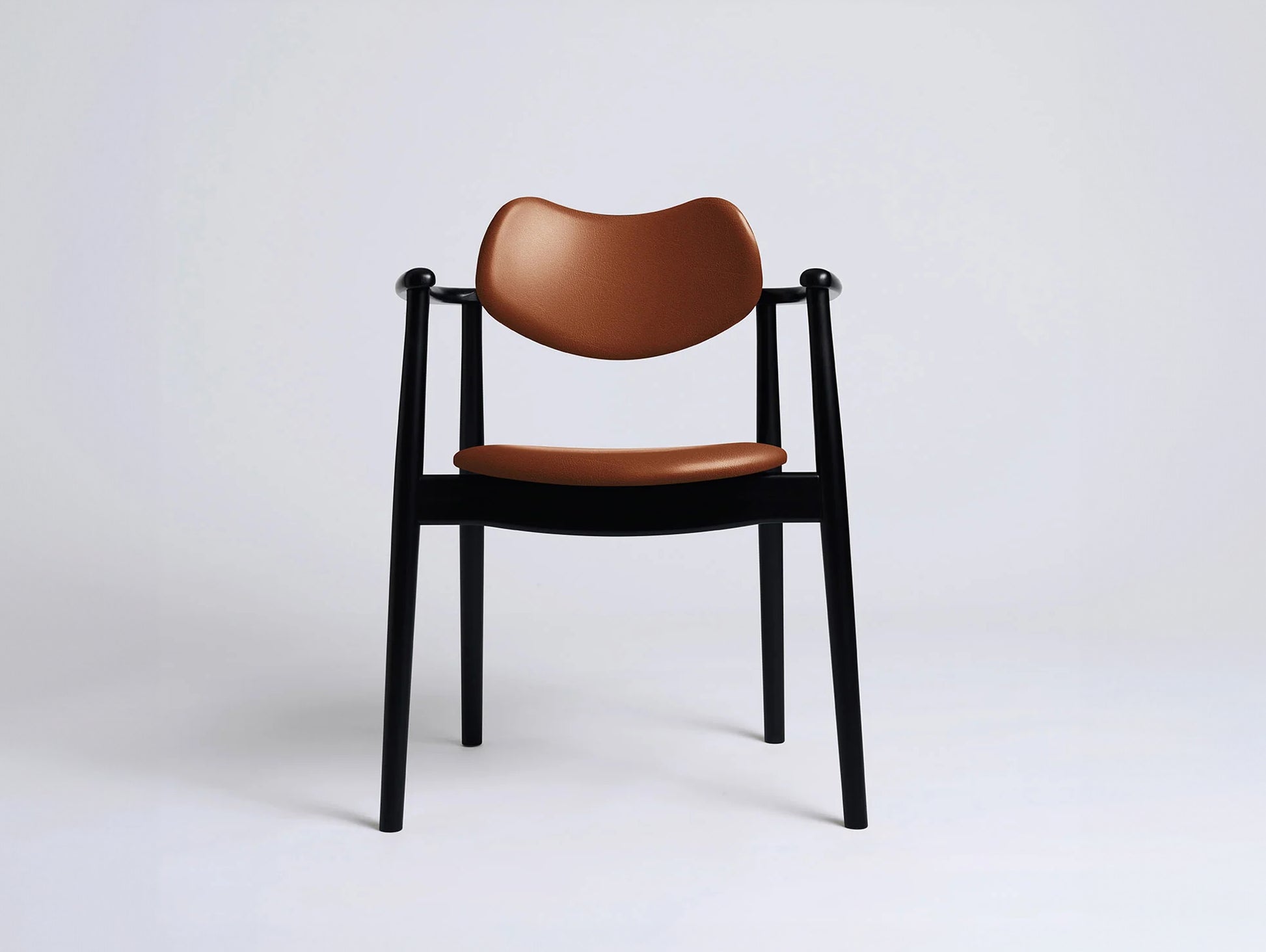 Regatta Chair Seat and Back Upholstered by Ro Collection - Black Lacquered Beech / Exclusive Rio Cognac Leather