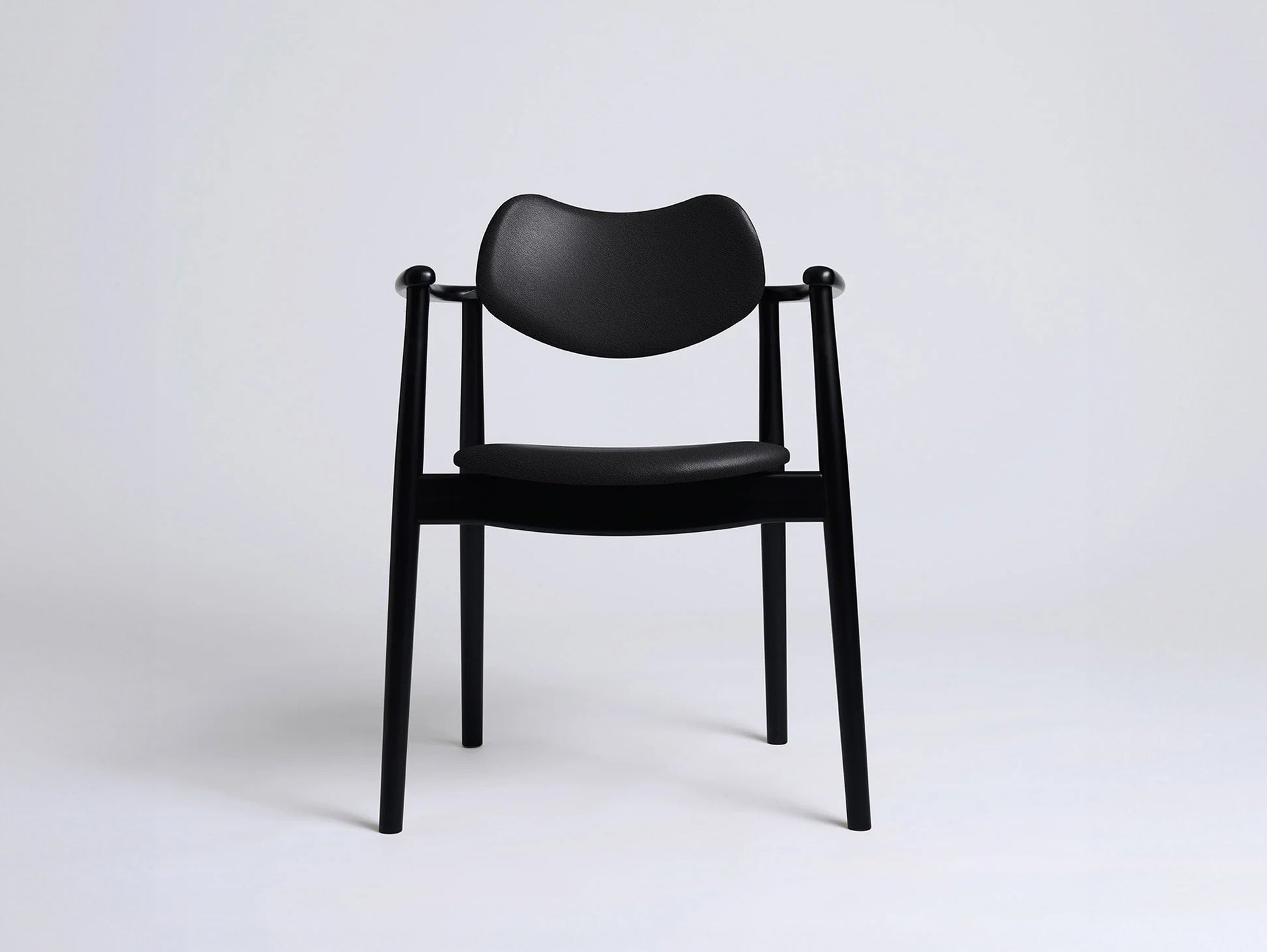 Regatta Chair Seat and Back Upholstered by Ro Collection - Black Lacquered Beech / Standard Sierra Black Leather