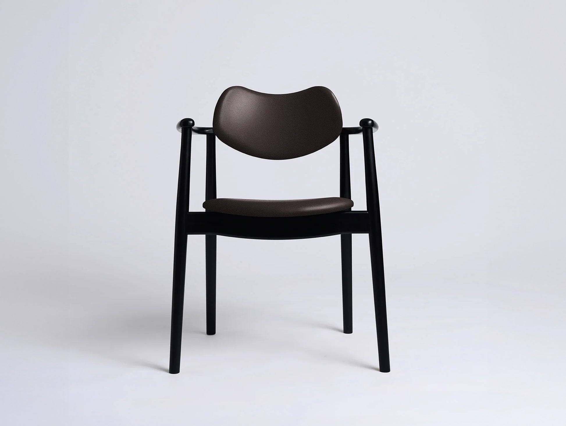 Regatta Chair Seat and Back Upholstered by Ro Collection - Black Lacquered Beech / Standard Sierra Dark Brown Leather