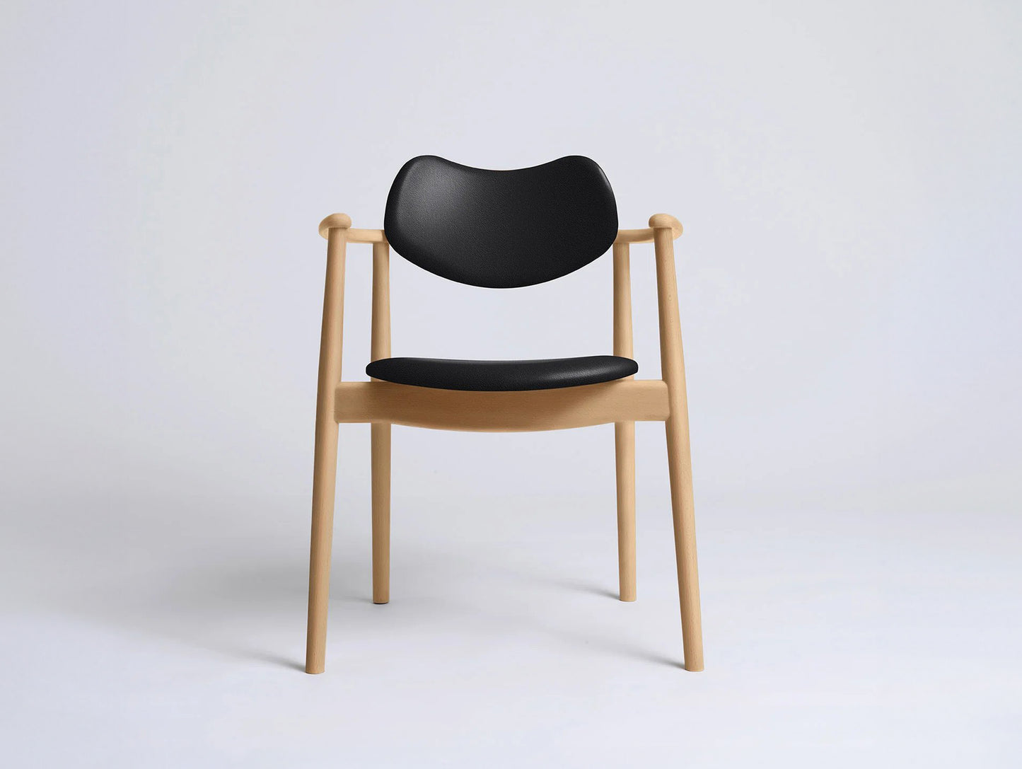 Regatta Chair Seat and Back Upholstered by Ro Collection - Oiled Beech / Exclusive Rio Black Leather