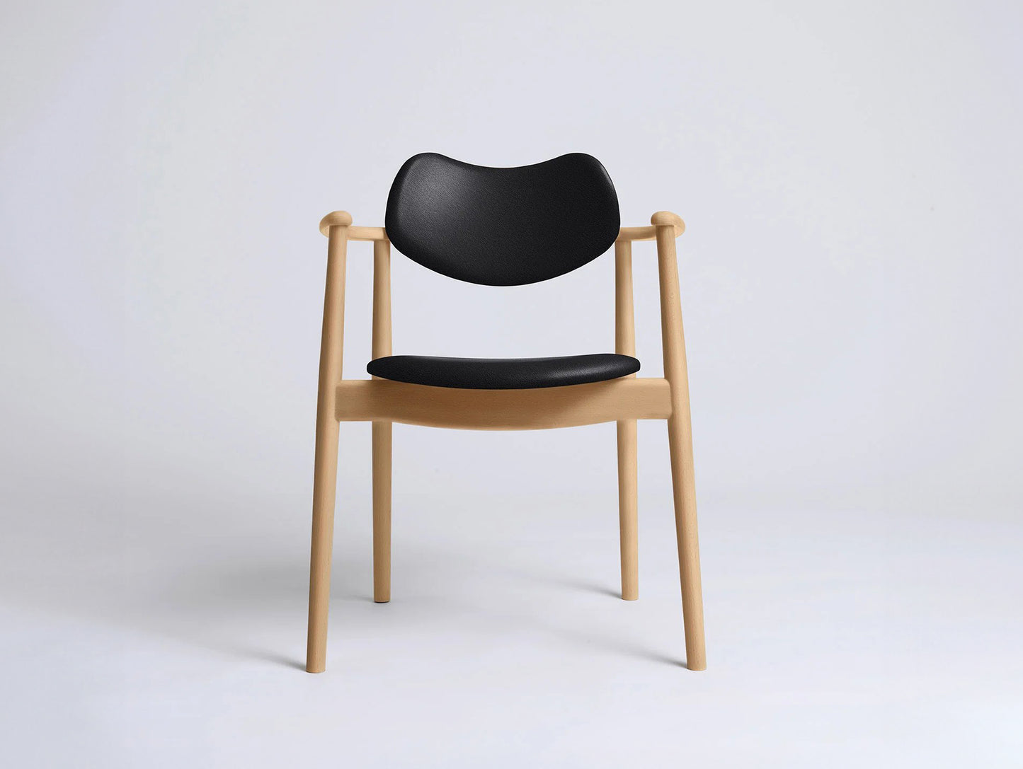 Regatta Chair Seat and Back Upholstered by Ro Collection - Oiled Beech / Standard Sierra Black Leather