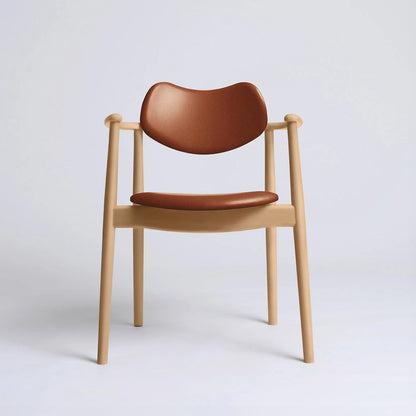 Regatta Chair Seat and Back Upholstered by Ro Collection - Oiled Beech / Standard Sierra Calvados Leather