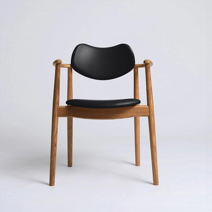Regatta Chair Seat and Back Upholstered by Ro Collection - Oiled Oak / Exclusive Black Leather