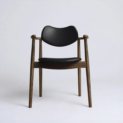 Regatta Chair Seat and Back Upholstered by Ro Collection - Smoked Oak / Exclusive Black Leather