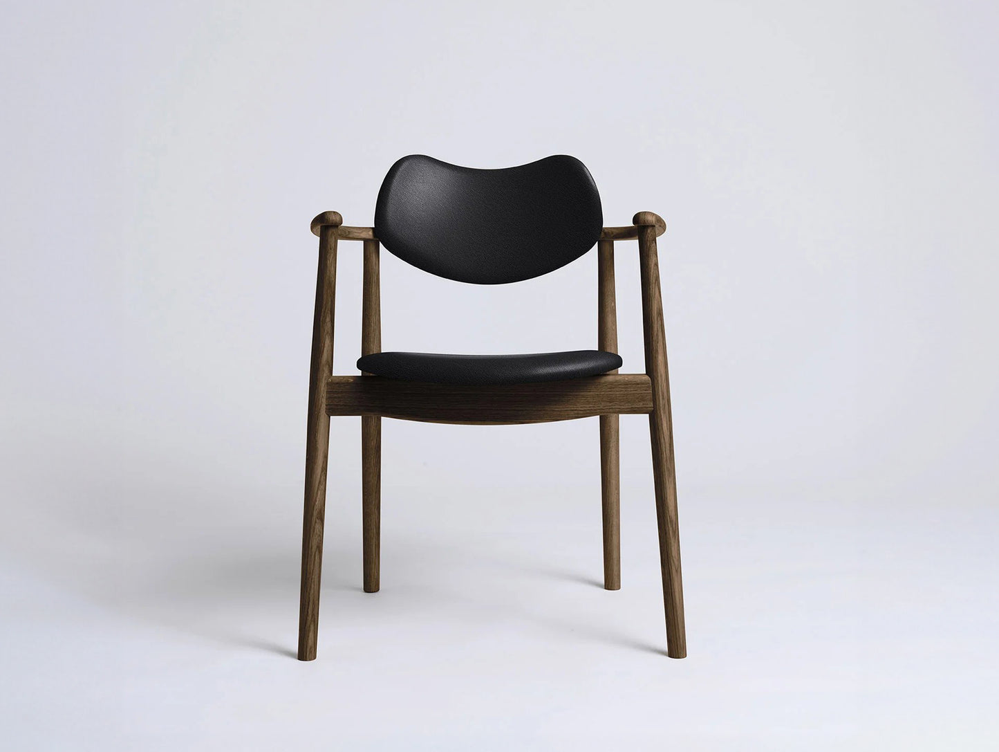 Regatta Chair Seat and Back Upholstered by Ro Collection - Smoked Oak / Standard Black Leather