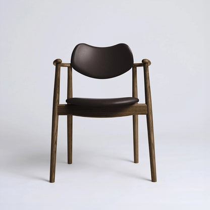 Regatta Chair Seat and Back Upholstered by Ro Collection - Smoked Oak / Standard Dark Brown Leather