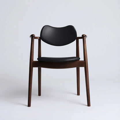 Regatta Chair Seat and Back Upholstered by Ro Collection - Walnut Stained Beech / Exclusive Rio Black Leather