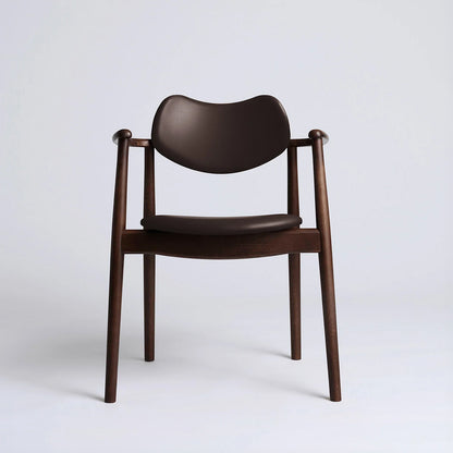 Regatta Chair Seat and Back Upholstered by Ro Collection - Walnut Stained Beech / Exclusive Rio Chocolate Brown Leather