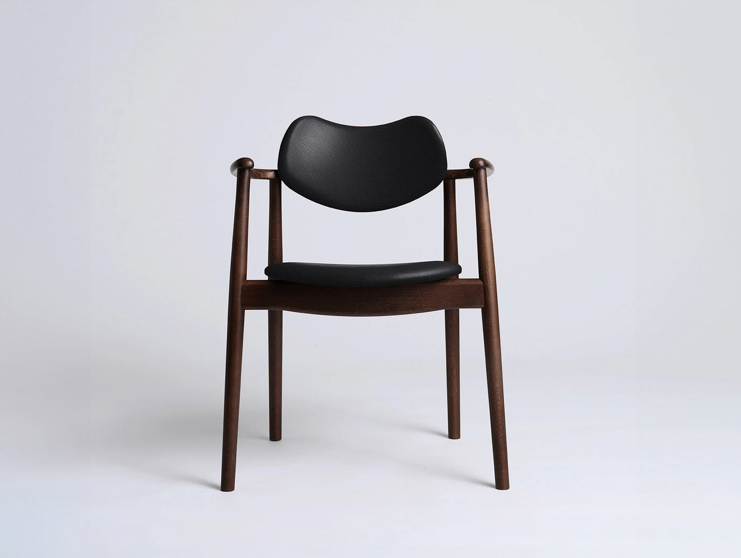 Regatta Chair Seat and Back Upholstered by Ro Collection - Walnut Stained Beech / Standard Sierra Black Leather