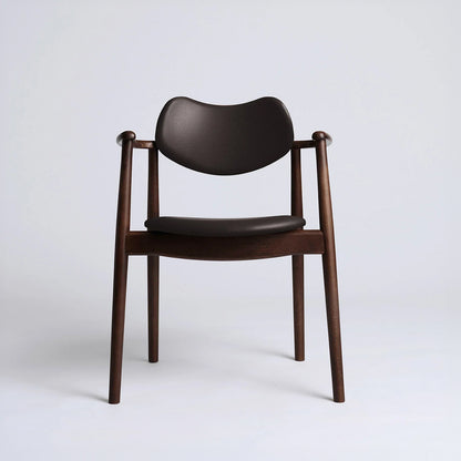 Regatta Chair Seat and Back Upholstered by Ro Collection - Walnut Stained Beech / Standard Sierra Dark Brown Leather