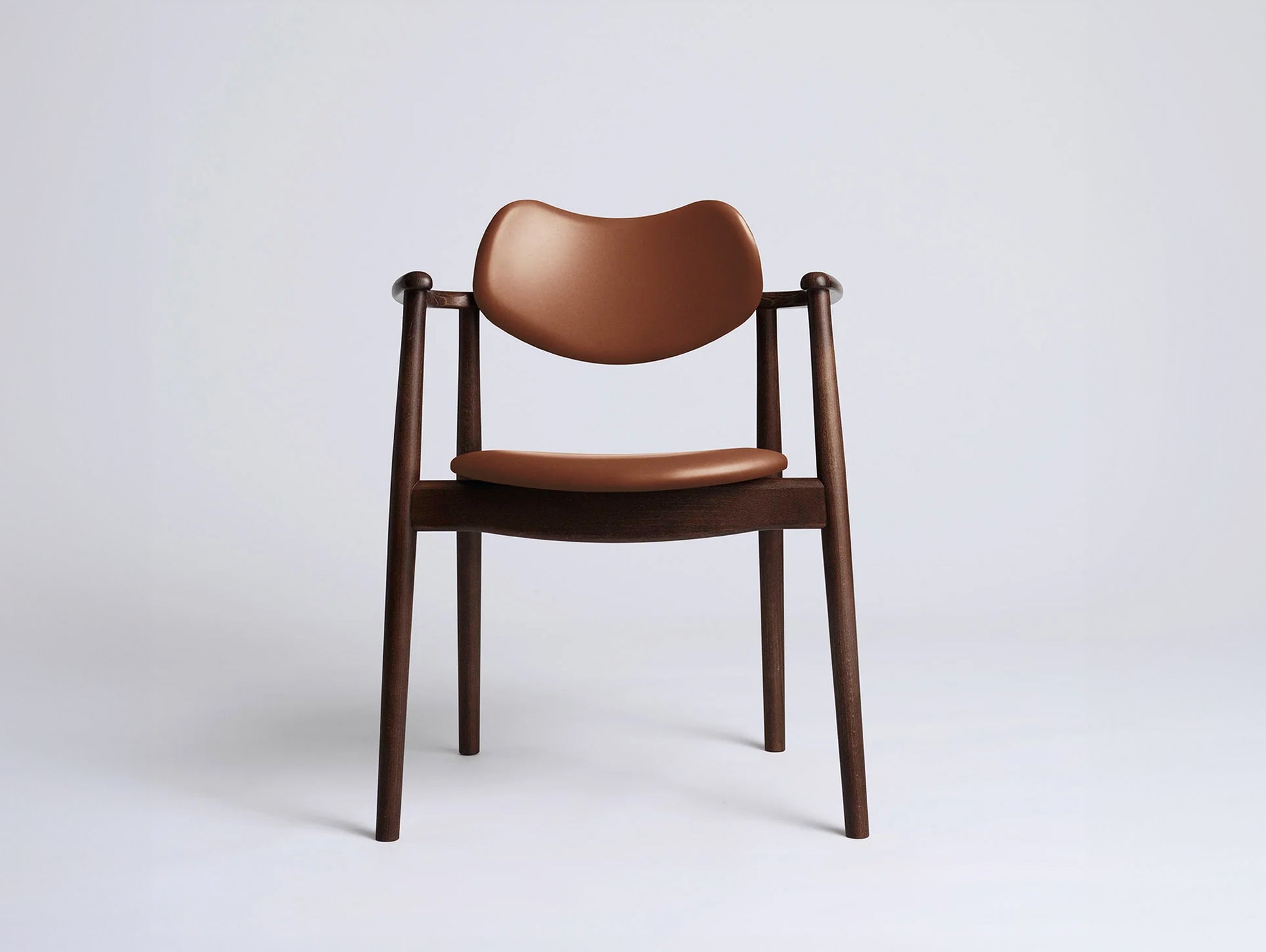 Regatta Chair Seat and Back Upholstered by Ro Collection - Walnut Stained Beech / Supreme Vacona Cognac Leather