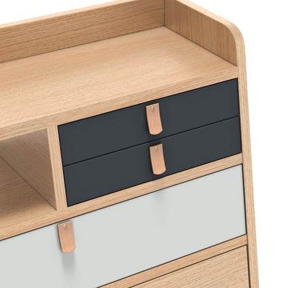 Gaston Writing Desk by Hartô - Width: 60 cm, Oak / Light Grey / Slate Grey