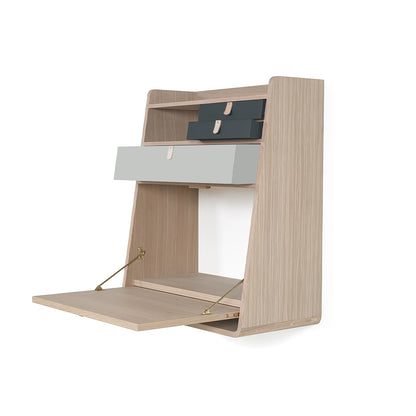 Gaston Writing Desk by Hartô - Width: 60 cm, Oak / Light Grey / Slate Grey