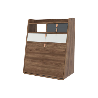 Gaston Writing Desk by Hartô - Width: 60 cm, Walnut / Light Grey / Slate Grey