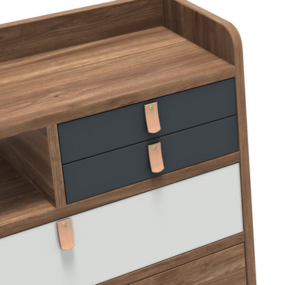 Gaston Writing Desk by Hartô - Width: 60 cm, Walnut / Light Grey / Slate Grey