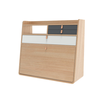 Gaston Writing Desk by Hartô - Width: 80 cm, Oak / Light Grey / Slate Grey