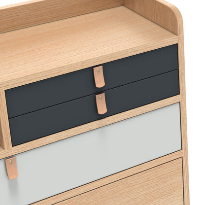 Gaston Writing Desk by Hartô - Width: 80 cm, Oak / Light Grey / Slate Grey