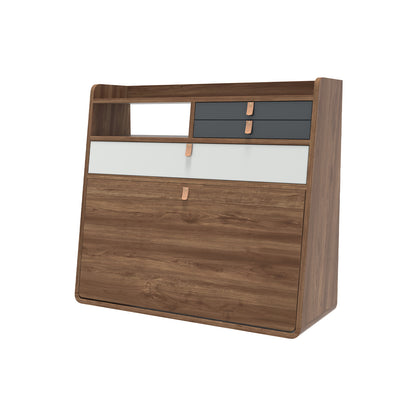 Gaston Writing Desk by Hartô - Width: 80 cm, Walnut / Light Grey / Slate Grey