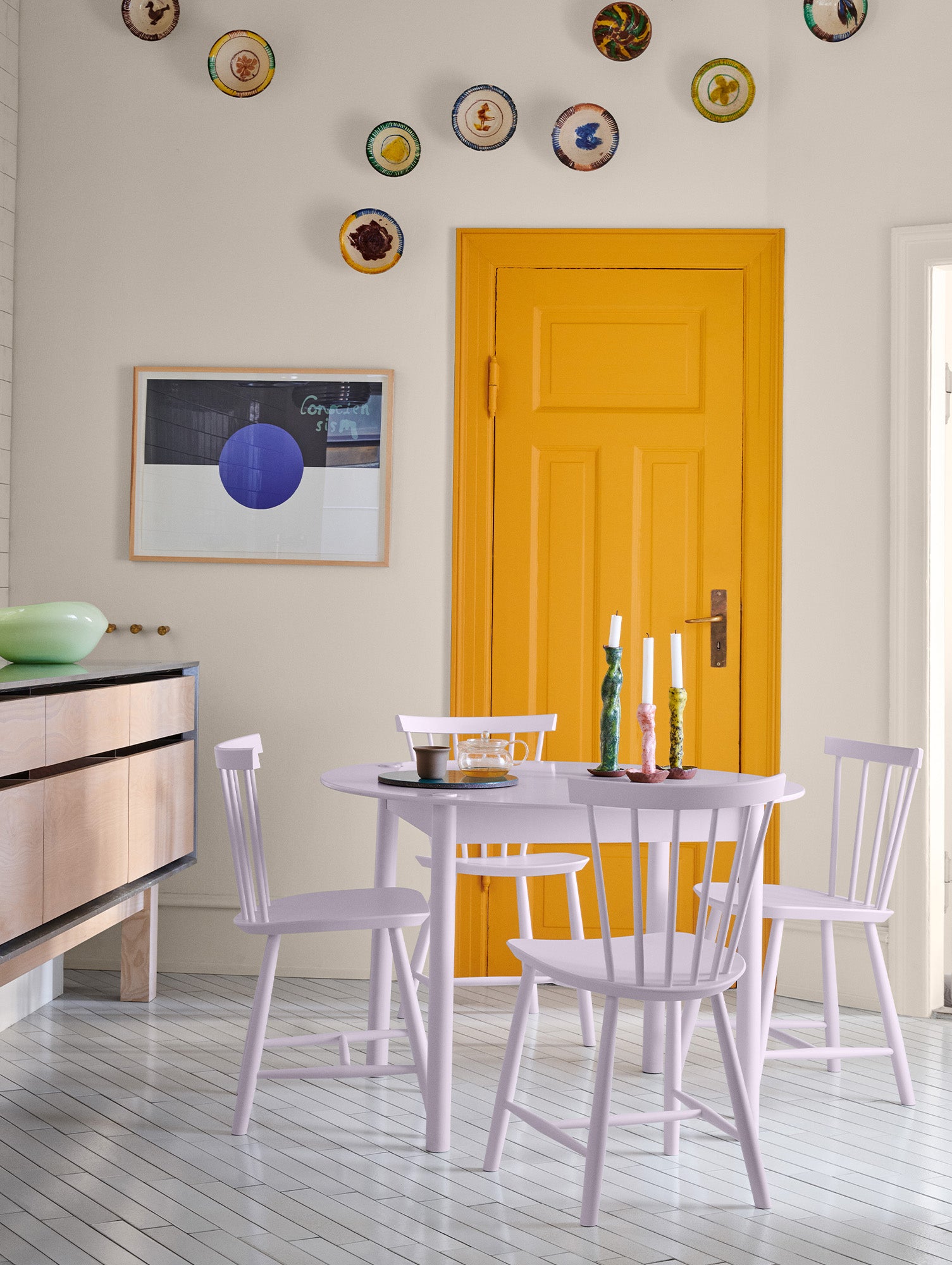 J46 Chair by FDB Mobler - Violet Hair Painted Beech