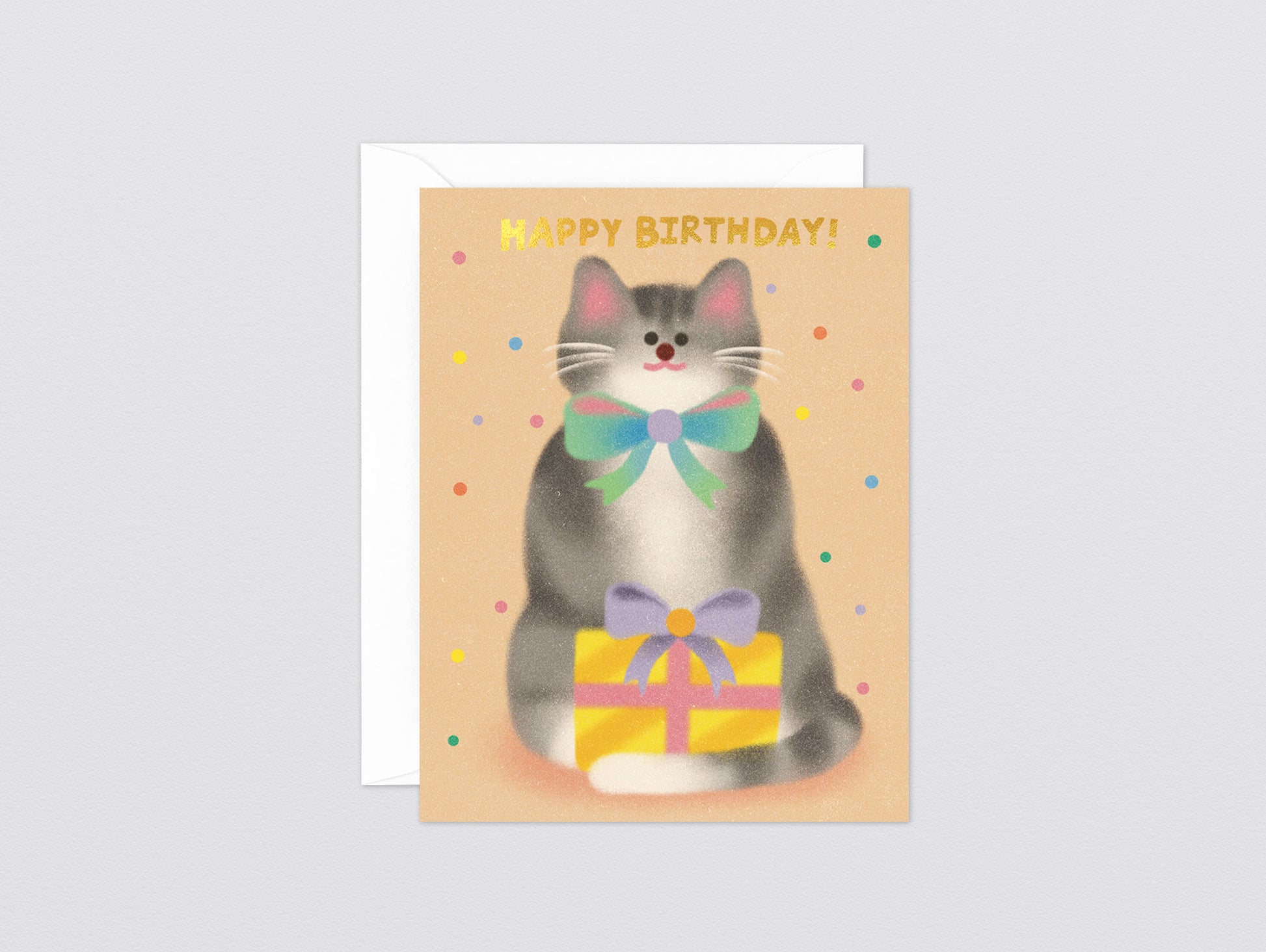 'Cat & Bow Tie Birthday' Kids Greeting Card by Wrap