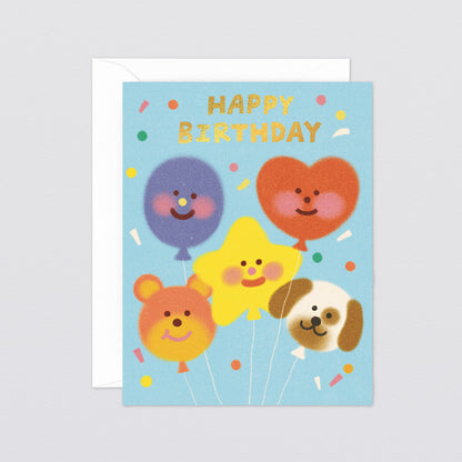 'Happy Birthday Balloon Gang' Kids Greeting Card by Wrap