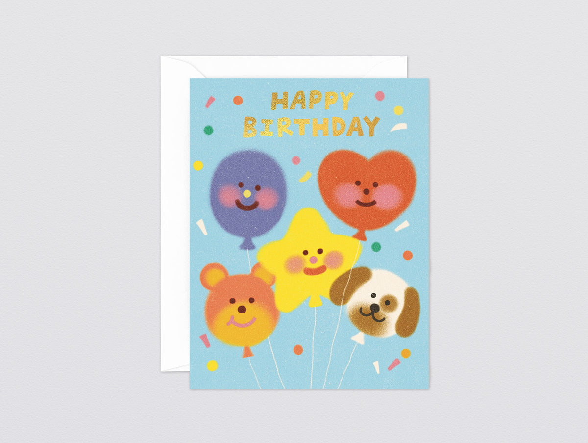 'Happy Birthday Balloon Gang' Kids Greeting Card by Wrap