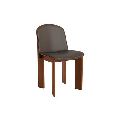 Chisel 65 Chair Front Upholstery by HAY - Lacquered Walnut / Chocolate Grano Leather