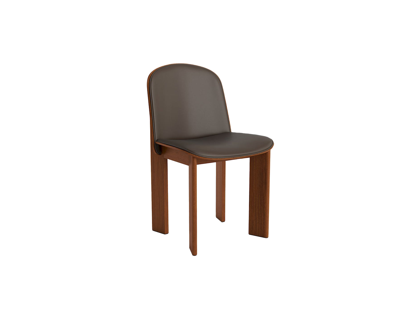 Chisel 65 Chair Front Upholstery by HAY - Lacquered Walnut / Chocolate Grano Leather