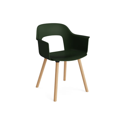 Layout Armchair Wood Base by HAY - Polypropylene Seat (221) / Lacquered Oak Base / Bottle Green