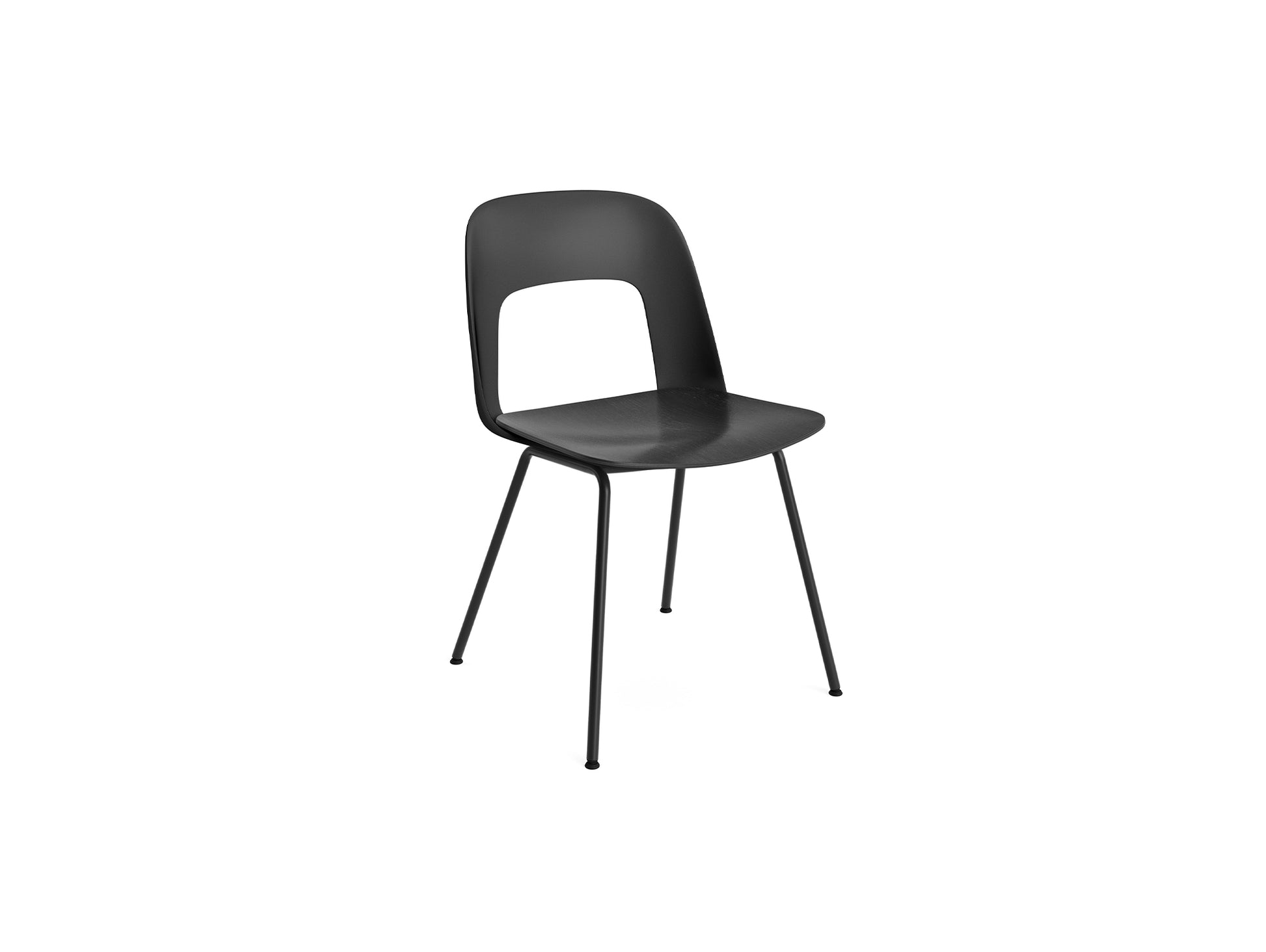 Layout Chair 112  Metal Base by HAY - Black Shell / Black Oak Vnneer Seat / Black Base