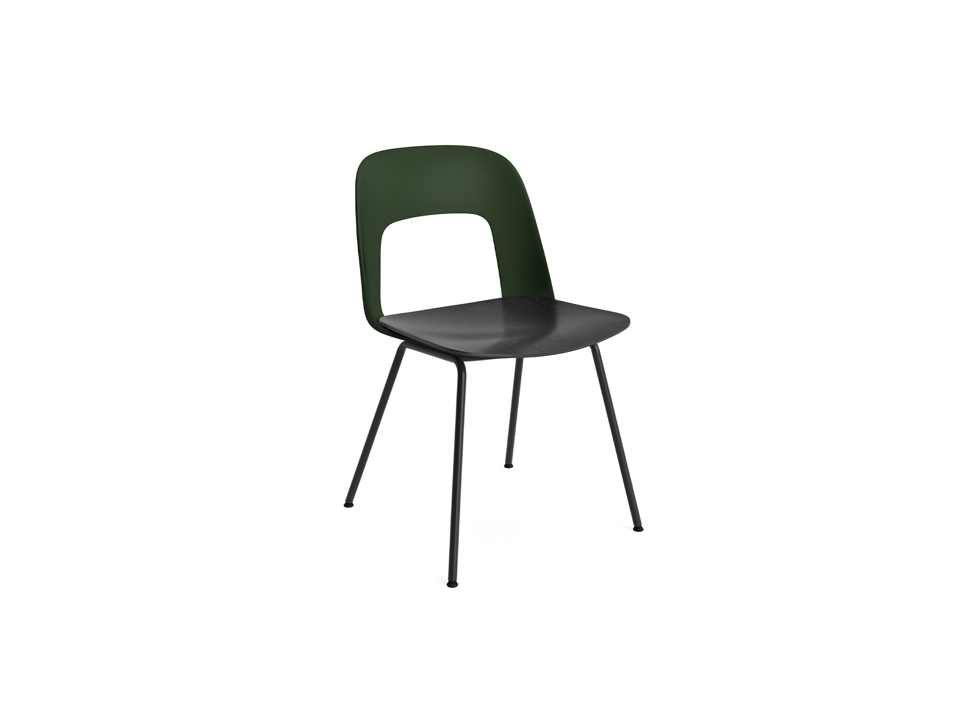 Layout Chair 112  Metal Base by HAY - Bottle Green Shell / Black Oak Vnneer Seat / Black Base