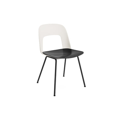 Layout Chair 112  Metal Base by HAY - Cream White Shell / Black Oak Vnneer Seat / Black Base