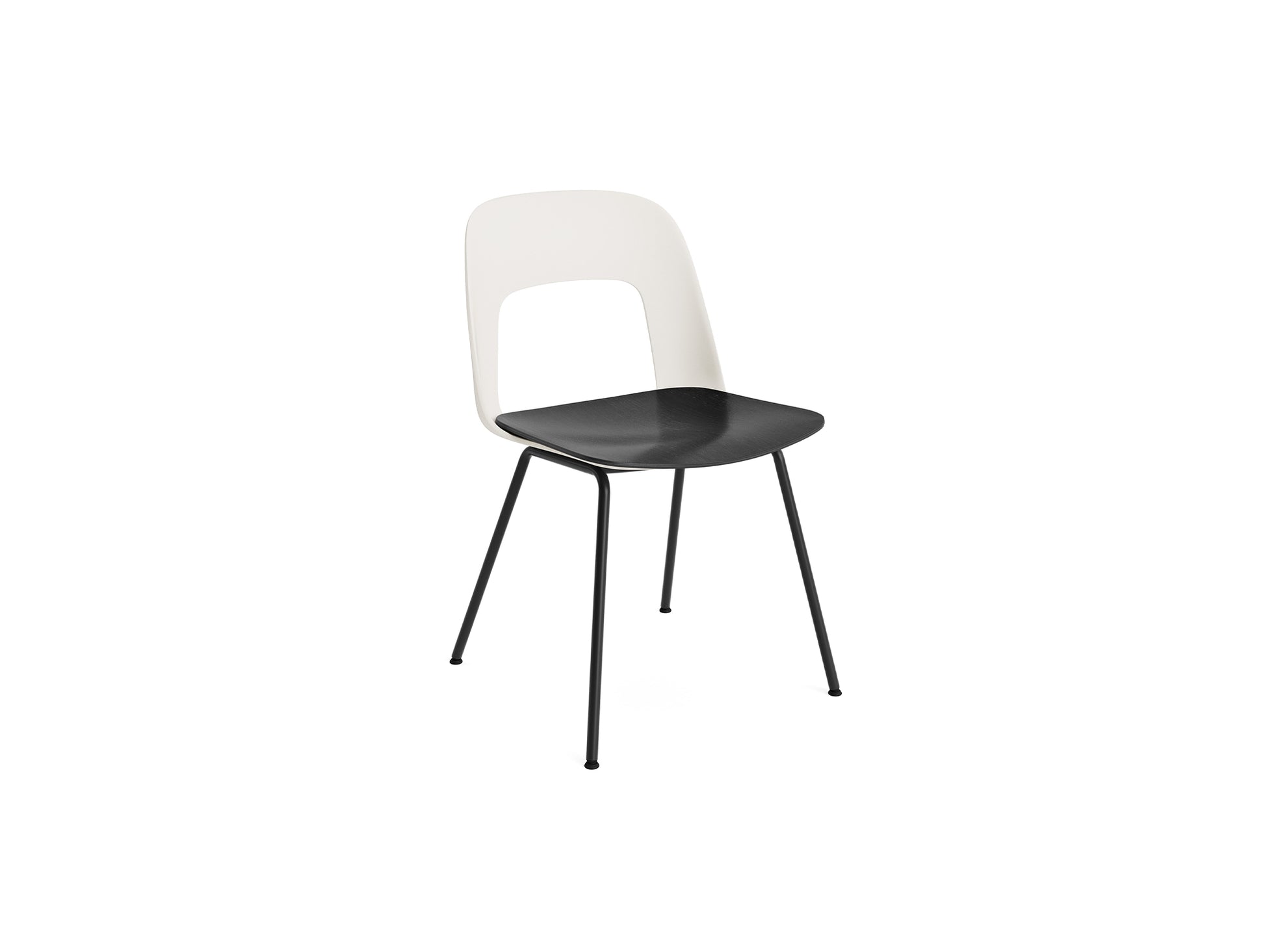 Layout Chair 112  Metal Base by HAY - Cream White Shell / Black Oak Vnneer Seat / Black Base