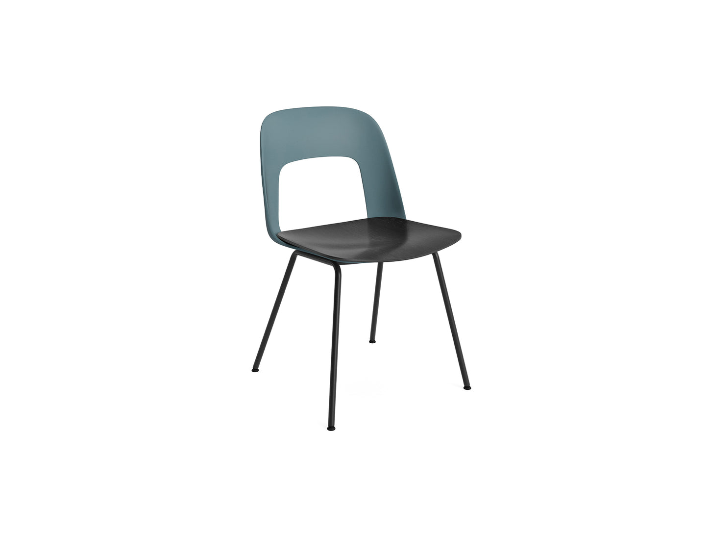 Layout Chair 112  Metal Base by HAY - Ocean Shell / Black Oak Vnneer Seat / Black Base